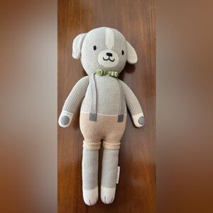 Cuddles + Kind Adorable Gray and Tan Knit Plush Noah the Dog